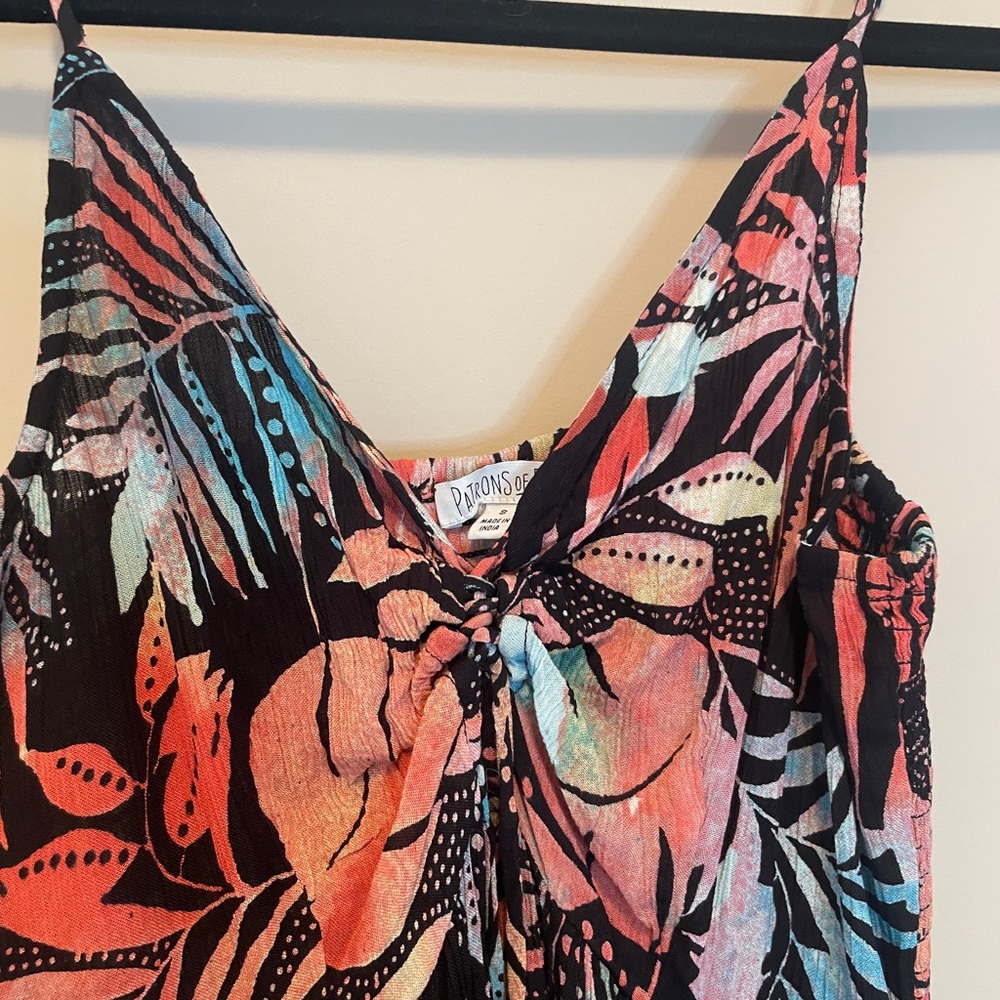 Patrons Of Peace Small Babydoll Tropical Multicolored Floral Vacation Mini Dress - Picture 4 of 14